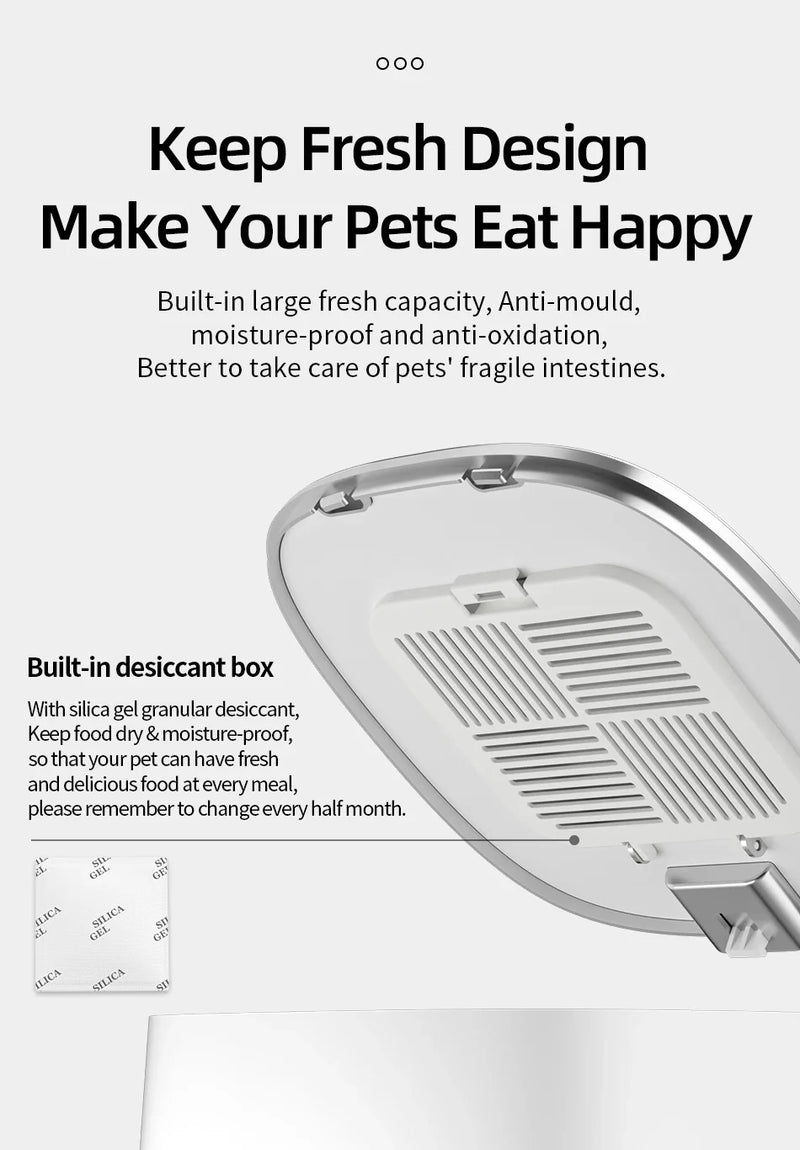 Alimentador inteligente para gatos e cães, com Wi-Fi e controle remoto ROJECO